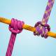 Three colorful ropes tied in knots against a light blue background symbolize workplace friction.